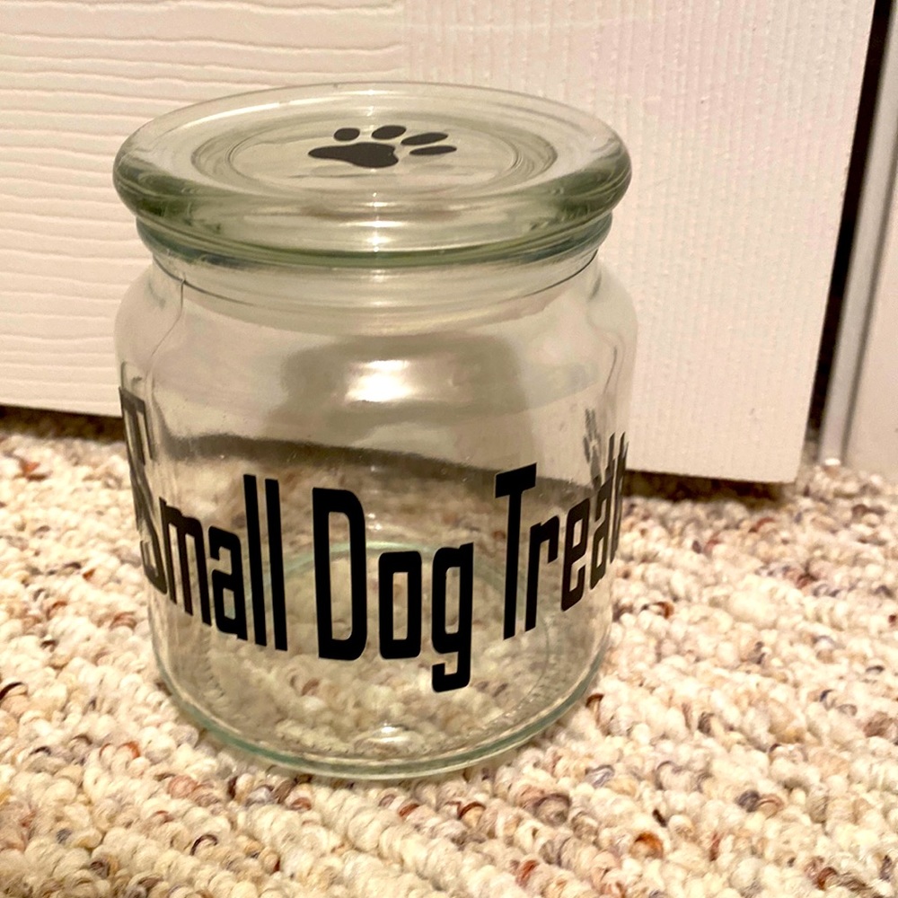 Cute small dog treat glass canister